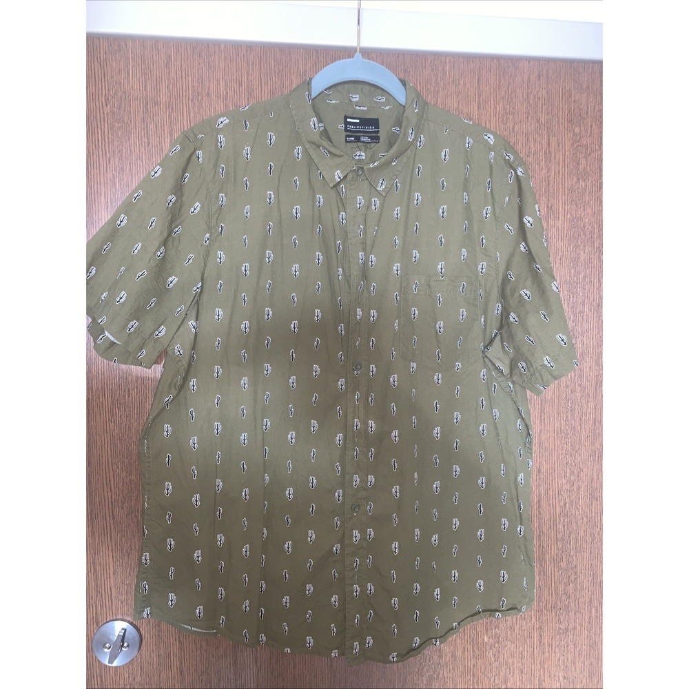 Public Opinion Mens Button Up Shirt XL Cactus Shoe Pocket Tee